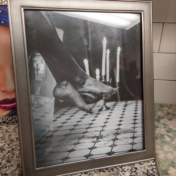Framed Photo Feet Over the tub Bathroom vintage art Silver Framed 8x10 - Picture 1 of 1